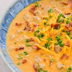 This Bacon Cheeseburger Soup is a low carb, keto-friendly soup loaded with flavor under 6 net carbs per serving!