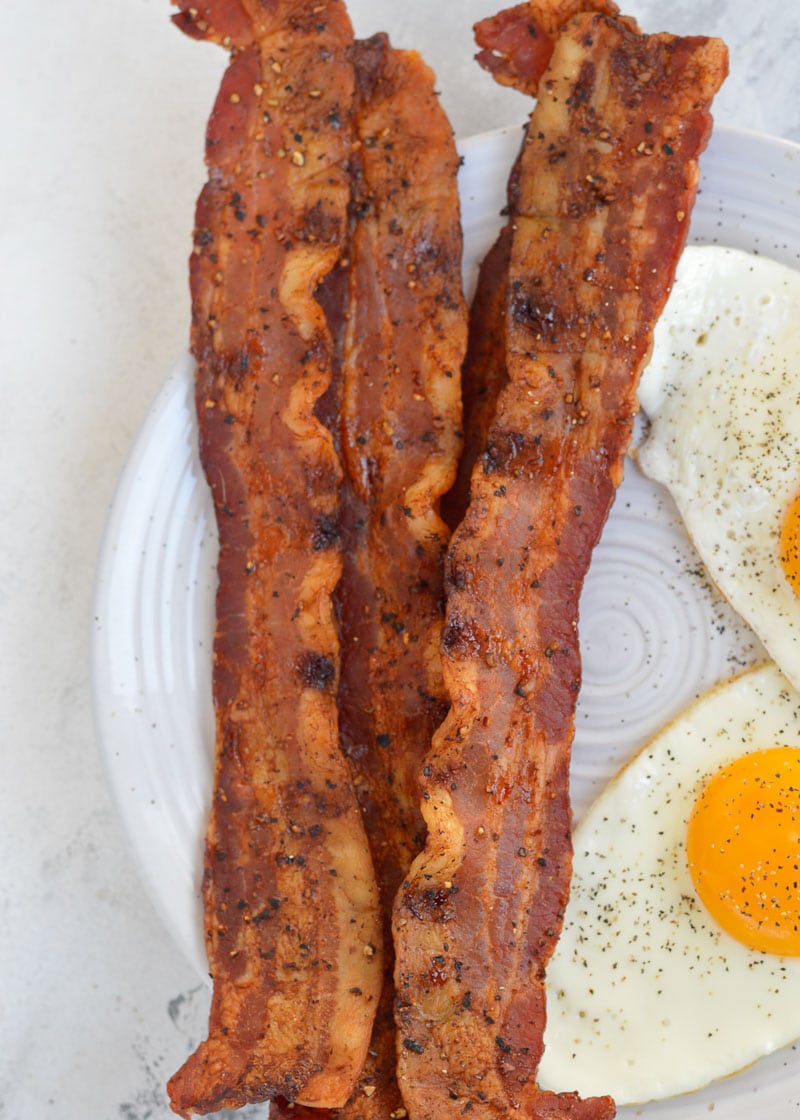 You will love this Candied Bacon, a salty sweet snack that is also keto-friendly! Use low-carb maple flavored syrup for a treat that works for keto breakfast as well as it does for dessert!