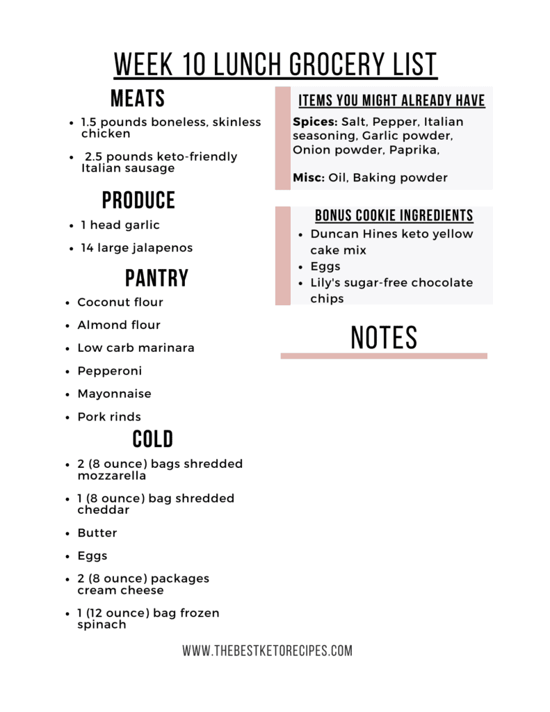 These Weekly Keto Lunch Ideas will help you save money, stay low-carb, and still enjoy delicious food! The printable grocery list, meal prep tips, and breakfast and dinner suggestions are just the cherry on top.